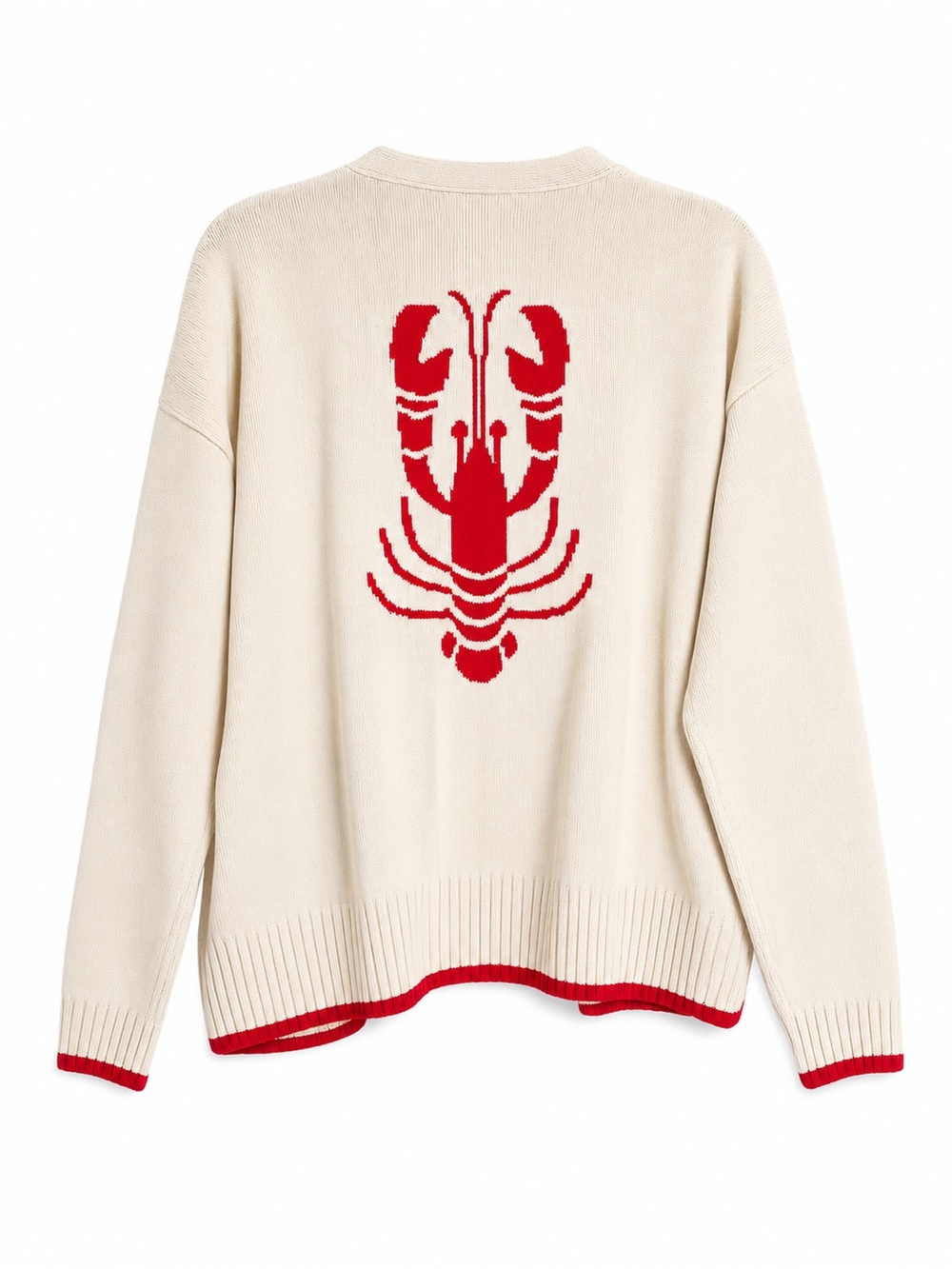 🦞 Lobster Knit Cardigan – XS – Coastal Grandpa / Quiet Luxury
